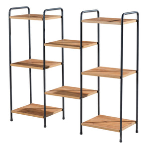 Libreria Birkerød con 8 ripiani 100 x 110 x 30 cm Nero / Effetto noce [en.casa]