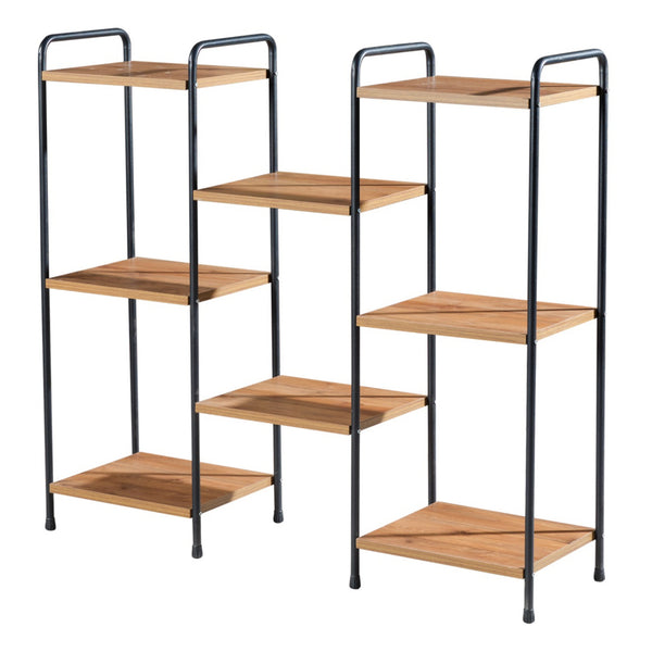 Libreria Birkerød con 8 ripiani 100 x 110 x 30 cm Nero / Effetto noce [en.casa]