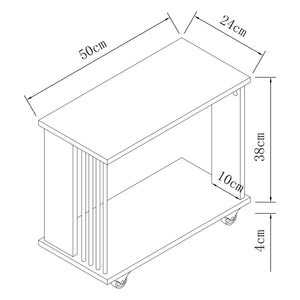 Tavolino Basso con Rotelle 'Haarby' Consolle da Divano a 2 Piani - Rovere [en.casa]