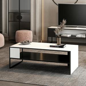 Tavolino da salotto Ejby 42x120x60 cm Bianco / Nero [en.casa]
