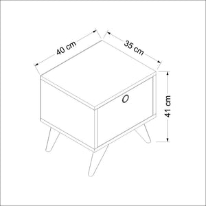 Comodino 'Hinnerup' Tavolino Basso Contenitore con Anta a Ribalta - Bianco/Rovere/Nero [en.casa]