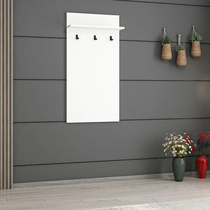 Pannello appendiabiti Farsø con ripiano e 3 ganci Bianco [en.casa]