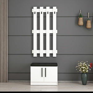 Pannello appendiabiti con panca porta scarpe Farum Bianco [en.casa]