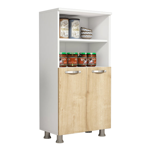 Mobile da cucina Haslev con 2 ante Bianco / Effetto quercia zaffiro [en.casa]