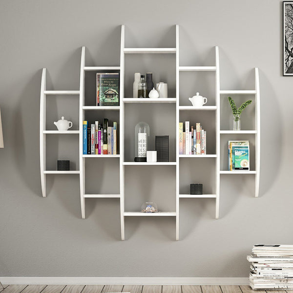 Mensola da parete Dianalund 147x146x29 cm Bianco [en.casa]