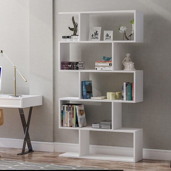 Libreria Hillerød con 5 scomparti Bianco [en.casa]