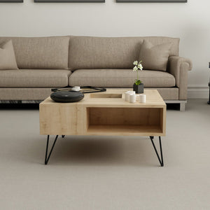 Tavolino Gråsten con scomparti Saphir Quercia / Nero [en.casa]