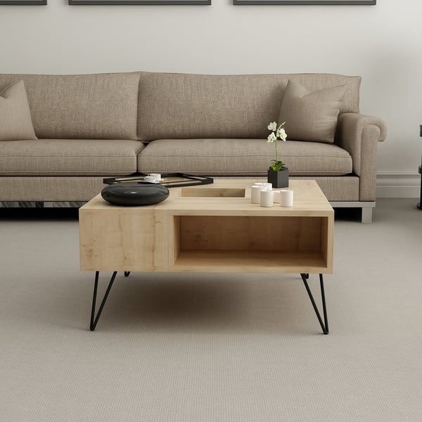 Tavolino Gråsten con scomparti Saphir Quercia / Nero [en.casa]