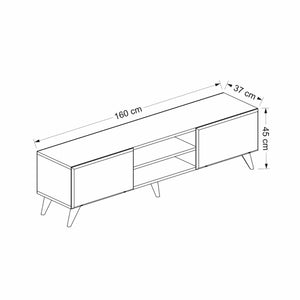 Mobile Basso Porta TV 'Grindsted' con Scomparti e Ante a Ribalta - Rovere / Antracite [en.casa]