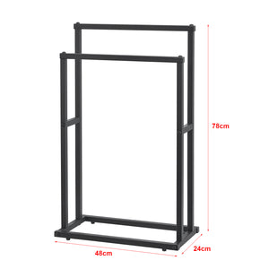 Portasciugamani con 2 barre 78 x 48 x 24 cm Nero [en.casa]