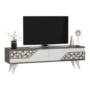 Tavolino TV Örkelljunga 40x120x30 cm Bianco / Noce [en.casa]