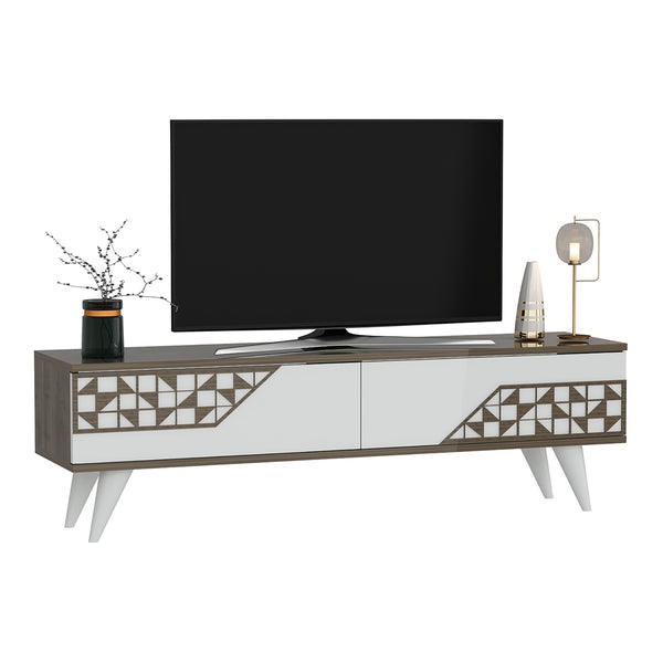 Tavolino TV Örkelljunga 40x120x30 cm Bianco / Noce [en.casa]