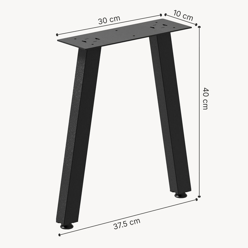 Schizzo in scala Set di 2 Gambe Mariager per Mobili 'Fai da Te' in Acciaio (AxL) 40 x 37,5 cm - Nero Opaco [en.casa]