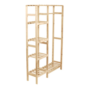 Stand Appendiabiti 'Smørum' 160 x 100 x 30 cm Organizzatore Guardaroba con Barra Porta Abiti e Ripiani Laterali Struttura in Legno di Pino [en.casa]