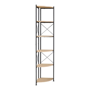 Scaffale Angolare Ulfborg con 6 Ripiani 160 x 30 x 30 cm - Nero / Effetto Rovere [en.casa]