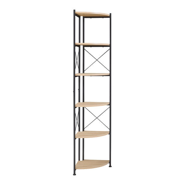 Scaffale Angolare Ulfborg con 6 Ripiani 160 x 30 x 30 cm - Nero / Effetto Rovere [en.casa]