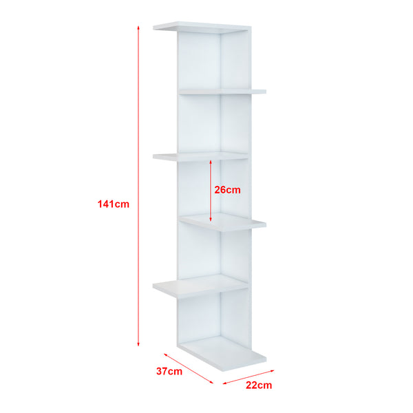 Scaffale Angolare 'Pandrup' Mobile Espositore a 6 Ripiani Porta Libri Portapiante - Bianco [en.casa] 