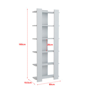 Libreria 'Præstø' Scaffale da Terra con 6 Ripiani Portaoggetti - Bianco [en.casa] 