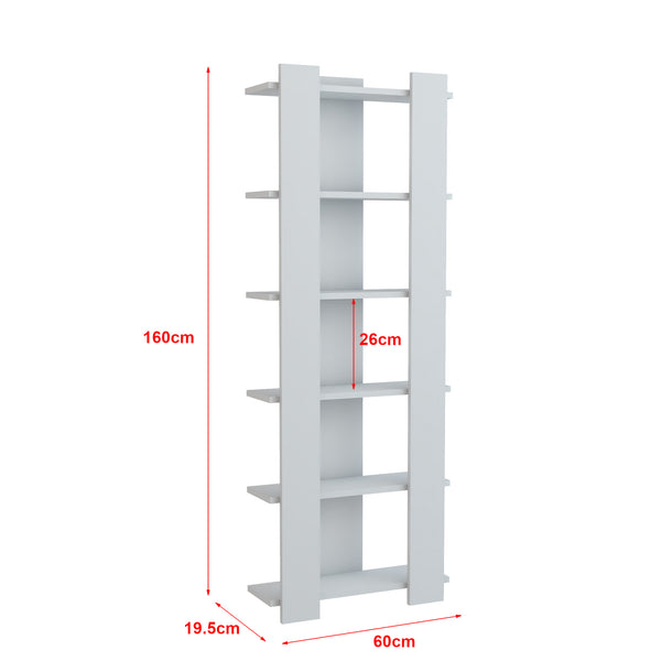 Libreria 'Præstø' Scaffale da Terra con 6 Ripiani Portaoggetti - Bianco [en.casa] 