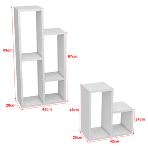 Set di 2 Scaffali Componibili 'Ringkøbing' Mobile Espositore con Ripiani Quadrati in Altezze Diverse Portafiori Portapiante Portaoggetti - Bianco [en.casa]