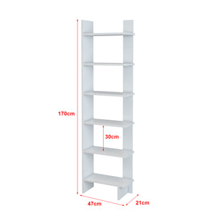 Libreria 'Midtdjurs' Scaffale da Terra Mobile Espositore a 6 Ripiani - Bianco [en.casa] 