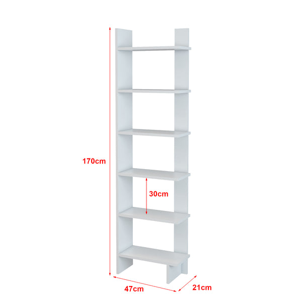 Libreria 'Midtdjurs' Scaffale da Terra Mobile Espositore a 6 Ripiani - Bianco [en.casa] 
