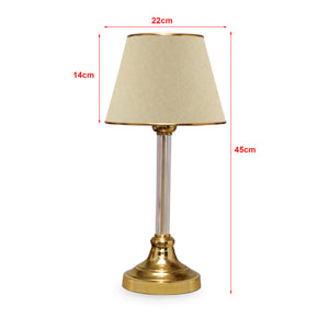 Lampada da Comodino 'Paisley' Lampada da Tavolo con Paralume in Tessuto e Stelo in Plastica - color Ottone / Beige - lux.pro 