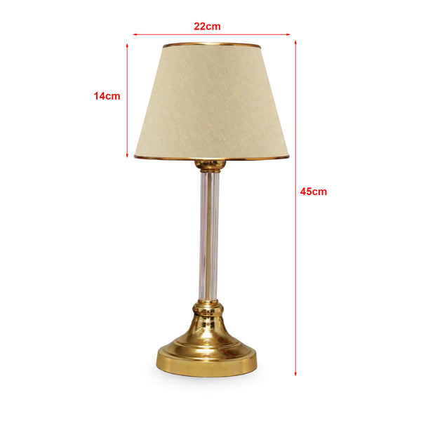 Lampada da Comodino 'Paisley' Lampada da Tavolo con Paralume in Tessuto e Stelo in Plastica - color Ottone / Beige - lux.pro 
