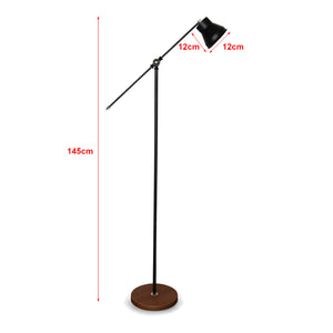 Lampada da Terra 'Peterborough' Piantana con Braccio Regolabile e Paralume a Cono Nero, Illuminazione Diretta Lampada a Stelo in Metallo - lux.pro 