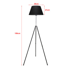 Lampada da Terra 'Livingston' Piantana Tripode Lampada a Treppiedi con Paralume in Tessuto di Forma Circolare - Nero - lux.pro