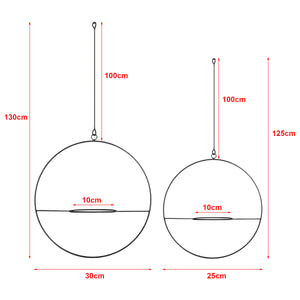Set 'Opsterland' di 2 Fioriere Sospese 2 Supporti a Forma di Cerchio per Pianta Appesa Set Portavasi Pensili in Metallo da Misure Diverse - Nero [en.casa] 
