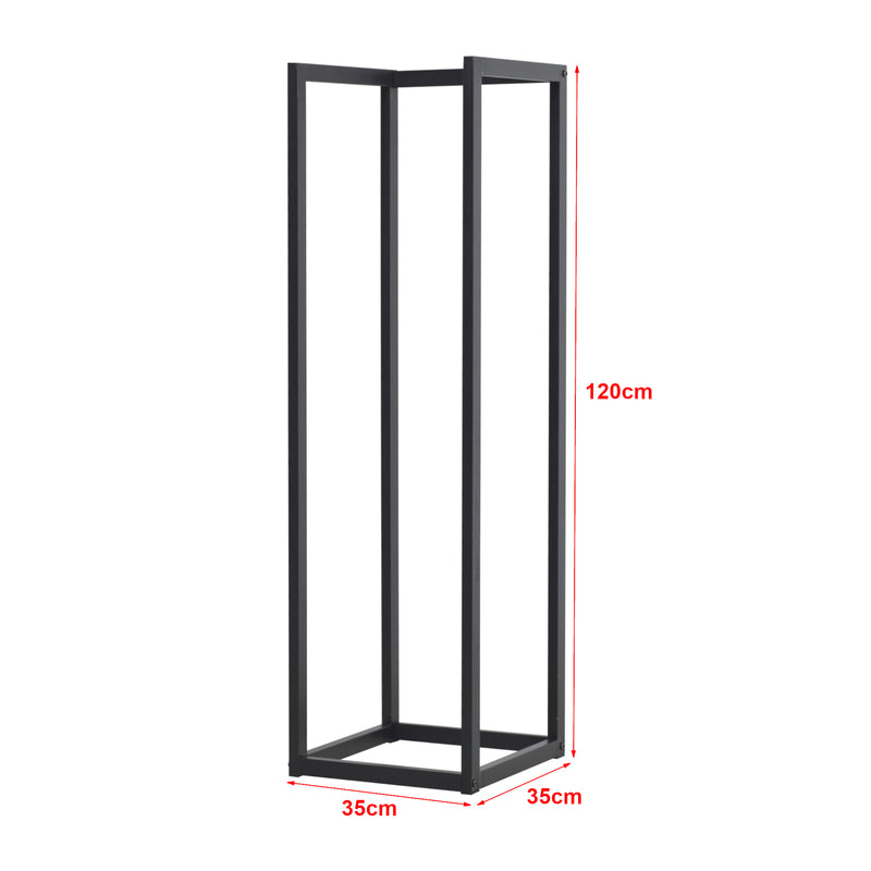 Schizzo in scala Portalegna 'Tanum' (LxPxA) 35 x 35 x 120 cm Deposito per Legna da Ardere Supporto in Acciaio per Tronchi da Legnaia - Nero [en.casa] 