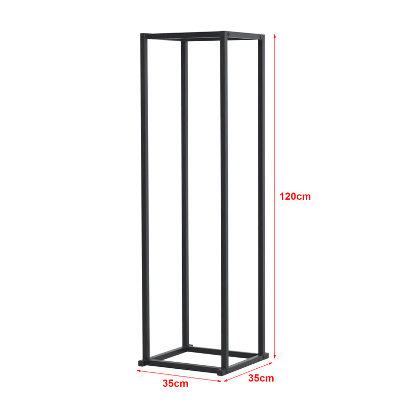 Schizzo in scala Portalegna 'Tibro' (LxPxA) 35 x 35 x 120 cm Deposito in Acciaio per Legna da Ardere Supporto per Tronchi da Legnaia - Nero [en.casa] 