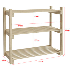 Scaffale per scarpe Them con 3 ripiani in legno di pino [en.casa]