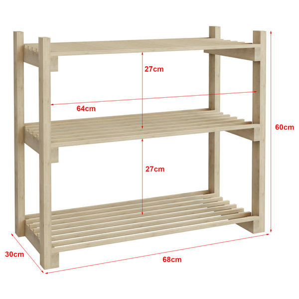 Scaffale per scarpe Them con 3 ripiani in legno di pino [en.casa]