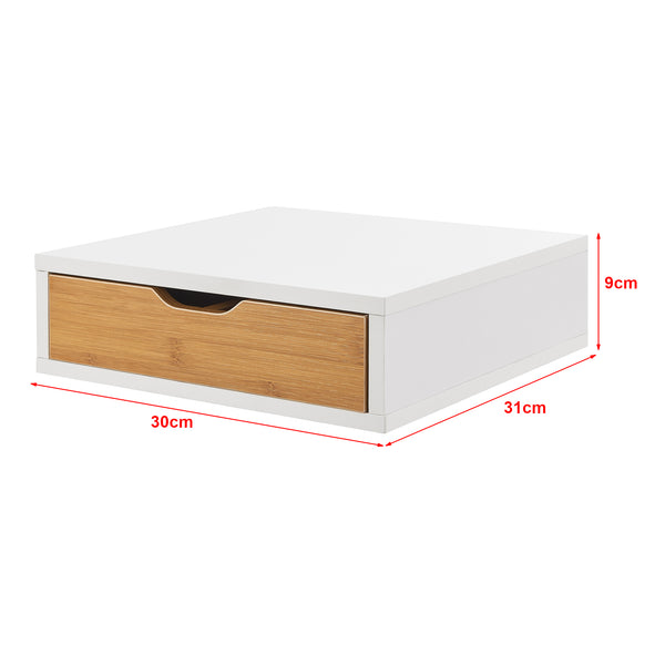 Supporto Vieremä per Macchina da Caffè con Cassetto per Capsule o Cialde - Bianco / Effetto Bambù [en.casa]