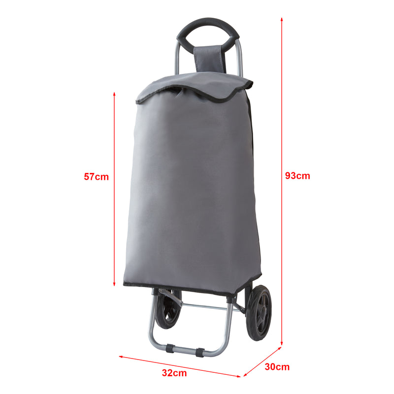 Schizzo in scala Trolley Portaspesa 'Nørre' Carrello da Spesa Portapacchi a 2 Ruote Telaio Pieghevole Borsa Impermeabile Rimovibile 36 L 30 kg - Grigio Scuro / Nero [en.casa] 