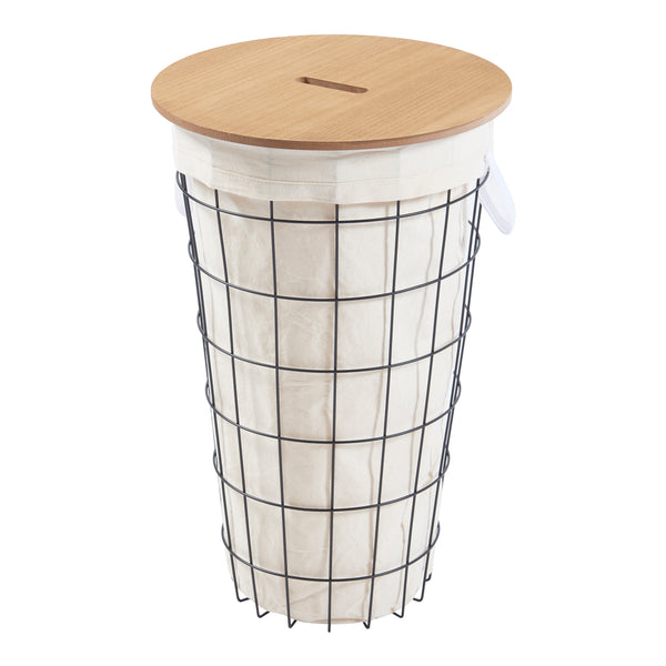 Cesto per biancheria Skive con sacco per biancheria 40 L metallo nero [en.casa]