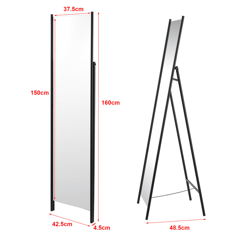 Schizzo in scala Specchio da Terra Martano a Figura Intera 150 x 37,5 cm Nero [en.casa]