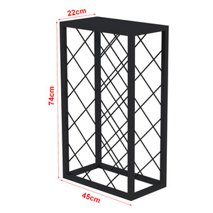 Cantinetta Vino Amasia con Piano di Appoggio e Rete Portabottiglie 74 x 45 x 22 cm Metallo Nero [en.casa] 