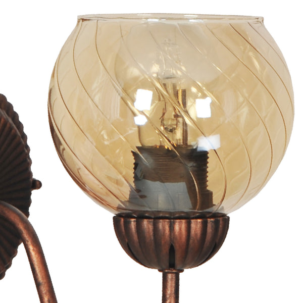 Lampada da Parete 'Marlow' con Luce Diretta verso l'Alto Applique con Paralume Sferico in Vetro Decorativo - color Rame / Miele - lux.pro