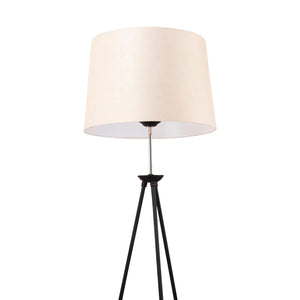 Lampada da Terra 'Orpington' Alta 160 cm Piantana Tripode Lampada a Treppiede Nera con Paralume a Tronco di Cono Alto color Crema - lux.pro