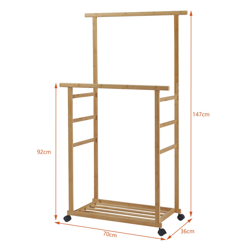 Schizzo in scala Stand Appendiabiti Ilmajok in Bambù con Ruote 147 x 70 x 36 cm [en.casa] 