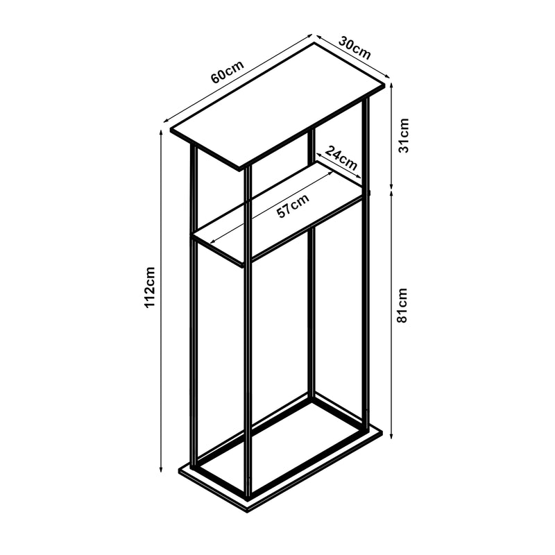 Schizzo in scala Mobile Portalegna Turku 112 x 60 x 30 cm Nero/Effetto Legno Scuro [en.casa] 