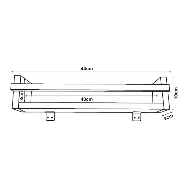 Set di 4 Mensole da Parete Nykarleby con Barra Anticaduta 44 x 9 x 10 cm Legno di Pino Naturale [en.casa] 