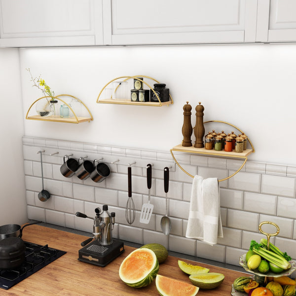 Mensola da parete Mynämäki 39x16x17 cm color oro [en.casa]