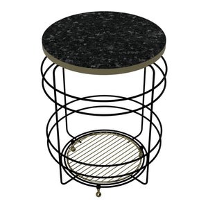 Tavolino da cesto Padasjoki effetto marmo, nero [en.casa]