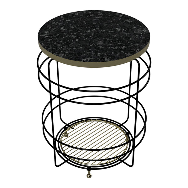 Tavolino da cesto Padasjoki effetto marmo, nero [en.casa]