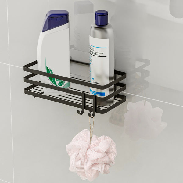 Set Pertunmaa di 2 Mensole da Bagno Cucina con Barre Anticadute - Metallo Nero [en.casa] 