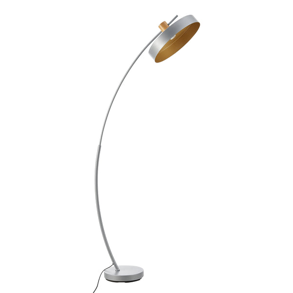 Lampada da Terra Stafford ad Arco Paralume a Cilindro Basso - Grigio - lux.pro